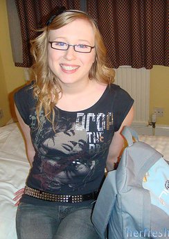 Cute British teen in glasses has her pussy pounded